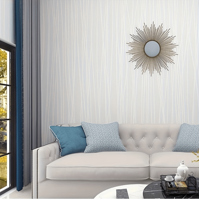 1 Rotolo di carta da parati rimovibile bianca a righe, adatta per camera da letto, sala da pranzo, decorazione hotel, facile da applicare, con fantasia a righe