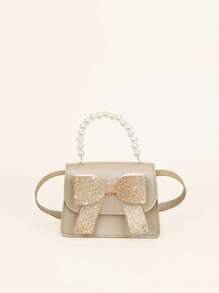 1pc Fashionable Girls Baby Pearl Decor One Shoulder Diagonal Handbag Mini Princess Purse - A - View 15