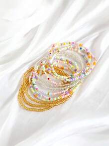 Pulsera de moda bohemia hecha a mano de múltiples capas con mezcla de colores para mujer - Multicolor - Ver 3