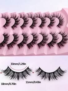 Sibeuna 7 Pairs Wet Look Cartoon Style False Eyelashes, Create Japanese Cosplay Looks, Spiky False Lashes, Anime Style Lashes, Lightweight & Fluffy Faux Mink Doll Lashes, Fairy Makeup - 尖尾漫畫款 - 查看 3