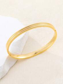 1 件不锈钢缎面经典复古风格女士手链，适合日常佩戴 - E - 查看 6