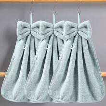 3pcs Bowknot Design Hand Towels, Quick Dry Soft Absorbent Non-Shedding, Suitable For Restaurant, Kitchen, Bathroom