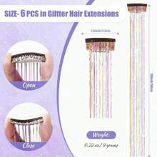 6 Stücke glänzende Haarmetall Band Clip Perücken Stück Glitzer Band Haar Party Fokus Delikates Auffälliges Geschenk Schönes Haaraccessoire Geschenk für Mädchen