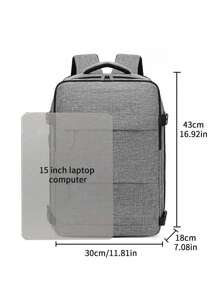 Travel Backpack, Large Capacity Multi-Compartment Outdoor Backpack With USB Charging Port, Nylon Minimalist Backpack Suitable For Business Travel, Camping, School - Grey - View 3