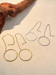 1pc Minimalist Stainless Steel Earrings, Geometric Round Design, Suitable For Women Everyday Wear And Decoration
