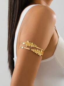 1pc Fashionable Metal Flower Bangle Bracelet, Versatile For Commute, Beach, Party, Suitable As Summer Gift For Best Friend, Girlfriend, Wedding & Honeymoon