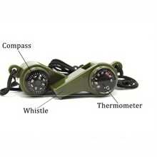 3-In-1 Emergency Survival Whistle With Compass & Thermometer - Perfect For Camping, Hiking, Outdoor Adventure, Referee And Cheerleaders