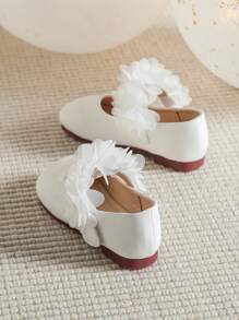 Zapatos planos con puntera cuadrada y estampado floral lindo, adecuados para primavera y verano para niños
