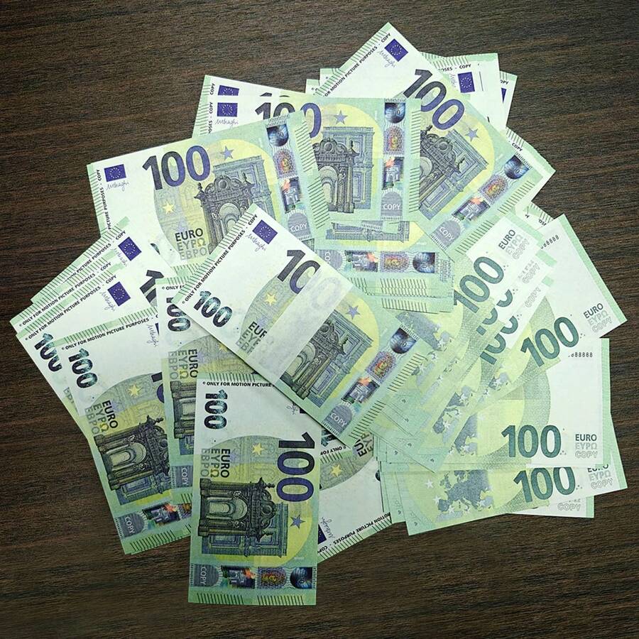 30*15mm Replika Mini 100 Euro Nominał Papieru Prop, 110*61,5mm 100 Euro Nominał Papier Prop może być używany do Origami Świątecznego, Papier Prop Atmosfera Imprezy, Fałszywe Banknoty
