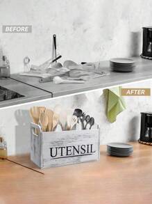1pc Wooden Storage Box, Desktop Organizer Basket, Compartmentalized For Storing Coffee/Tea Bags, Remote Controls, Stationery, Suitable For Living Room, Bathroom And Office