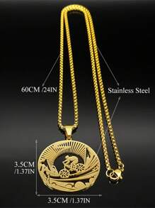 骑行男士公路吊坠项链女士男士不锈钢金色自行车运动风格旅行男链