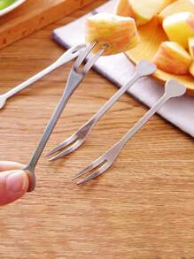 1 pieza Tenedor de fruta en forma de corazón de acero inoxidable creativo, palillos de fruta de moda, mini tenedores para pasteles y postres, pinchos para aperitivos
