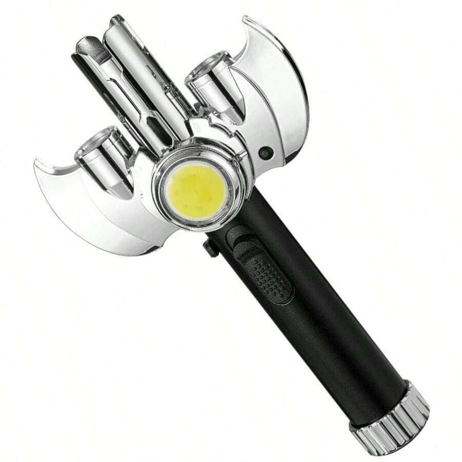 1Pc Creative Metal Inflatable Lighter, High-Temperature Flamethrower, Outdoor Windproof Lighter With COB Lighting, Multifunctional High-Power Flamethrower, Suitable For Moxibustion, Barbecue, Baking, Camping Lighter (Excluding Butane Gas) - Black - View 1
