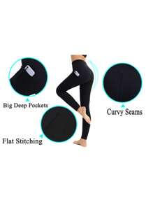 Women's Shaping Leggings, High Waist, Tummy Control Pants, High Waist, Shaping Tummy, Legs, Hips, Yoga Fitness Pants - 黑色 - 查看 2