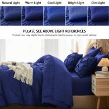 5/7pcs Bed In A Bag Luxurious Comforter Sets, All Season Bedding Sets With 1 Quilt, 1/2 PillowShams, Flat Sheet, Fitted Sheet, 1/2 Pillowcases, Burnt Orange, Green, Yellow, Easy Care, Machine Washable, Valentine'S Day Gift, For Boys And Girls - Dark Blue-74 - View 4