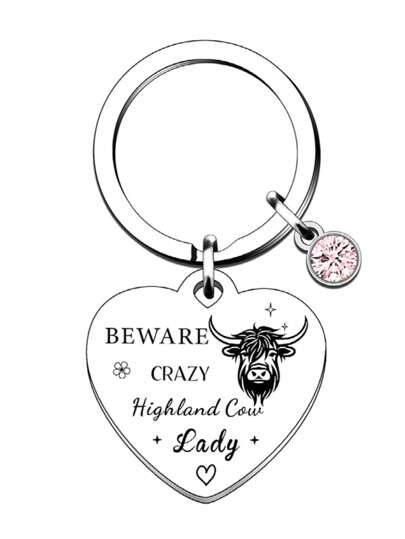 Funny Highland Cow Key Chain , Animal Lover , Beware Of Crazy Highland Cow Ladies, Highland Cow Lover , Women's Casual Elegant Party Cute Stainless Steel Car Accessories Bag Charm Backpack For School Goth Y2k Christmas Gift Ideas Bag Accessories Lanyards With Id Holder Car Accessories Bag Charms