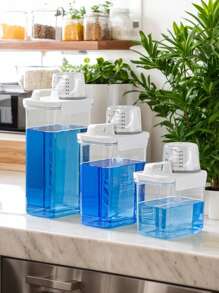1 pièce Boîte de rangement pour poudre à lessive, utilisée pour stocker la poudre détergente, la poudre de savon, le conteneur de détergent liquide, pour un usage domestique
