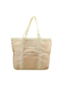 网眼沙滩手提包 - 适合家庭度假必备的洗漱包，配有透气网眼口袋、防水衬里、用于装沙子、玩具和旅行配件的手柄 - 彩色 - 查看 4