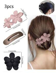 1/3/4pcs Flat Top Hair Clips, Fashion Matte Non-Slip Hair Clips Suitable For All Hairstyles, Multiple Styles For Women Bridal Wedding Party Hair Accessories Home Bathroom Decor