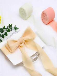 1 Roll / 5 Meters High-Quality Handmade Chiffon Satin Ribbon, Versatile Use For Gift Packaging, Bows, Wedding Invitations, Bouquet Ribbons, DIY Crafts, Christmas Decorations, DIY Home Decor, Wedding Party Bouquet Supplies And Gifts