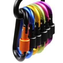 5pcs Thick 8cm Outdoor Aluminum Alloy D-Ring Buckle With Lock, Sturdy Backpack Water Bottle Clip, Keychain