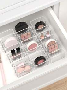 1pc 8-Compartment Nail Polish Storage Box, Eye Shadow Storage Box, Nail Gel Rack, Multi-Layer Transparent Makeup Tool Display Stand, Cosmetic Organizer For Desktop - Multicolor - View 3