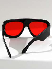 1 副男女通用超大方形镜框 Y2K 风格时尚眼镜，适合休闲穿着、骑自行车、开车、海滩派对 - 彩色 - 查看 5