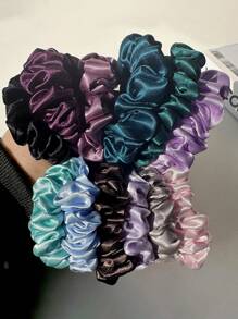 24 stuks/12 stuks make-up oogschaduw palet decoratie, effen kleur grote en kleine cirkel haarelastiekjes accessoires, geschikt voor vrouwen van 14+ jaar oud