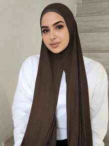 1pc Women's Solid Color Comfortable Stretchy Scarf Hijab Headscarf, Fashionable And Simple, Convenient, Suitable For All Seasons For Abaya Daily Under Cap Veiled Clothes