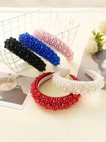 1pc Handmade Baroque Sponge Pearl Hairband, Luxury Fashion Headband, Suitable For Formal Events