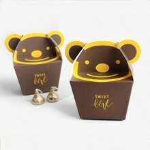 10pcs Cartoon Bear Square Folding Cookie/Biscuit Boxes, Chocolate Gift Box