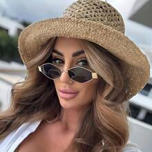 2 peças Óculos de Moda Feminina com Lentes PC em Formato Oval - Estilo Y2K, Adequado para Praia, Férias e Uso Casual, Verão, Praia, Ao Ar Livre, Viagem