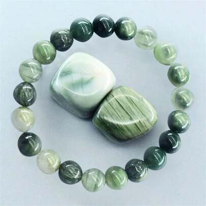 1 件天然石水晶珠手链，带弹性绳，有助于释放负面情绪，送给妈妈、奶奶的礼物