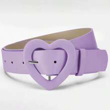 New Colorful Heart Shape Buckle Waist Belt, Fashion Versatile Decor For Dresses & Jeans - Big Love Buckle - View 11