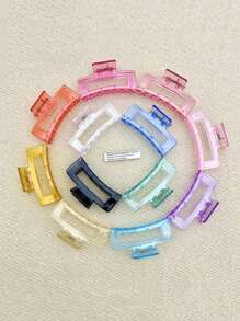 1/6/12pcs, Transparent Rectangular Hair Claw In 12 Candy Colors, Perfect For Daily Wear, Casual Parties, Work Commute, Vacation, Cleaning, Makeup, Clothing And Accessories Matching, Hair Claw Jewelry Clip