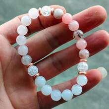 波西米亚风格爱情手链，月光石玫瑰石英水晶信任与和谐手链冥想珠宝女士礼物 - 彩色 - 查看 6