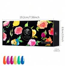 SKYROSE 5ml*6pcs Spring Summer Mini 6 Bottles Set, Red & Blue Series, Platinum Gold Glitter Nail Gel Kit, Nail Salon Professional, Cured Under LED Lamp, DIY Manicure