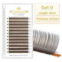CoMango 12排C/D棕色5D花型假睫毛，蓬松浓密，纤长轻盈，预先扇形排列的睫毛簇，单根假睫毛，假睫毛，仿睫毛 - 棕色 - 查看 12