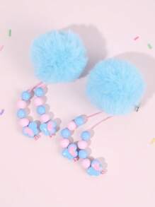 2pcs Toddler Hairball Hair Clips With Tassel,Soft And Cute Hairpins Hair Bows,Exquisite Hair Accessories For Daily Decoration(No Card)