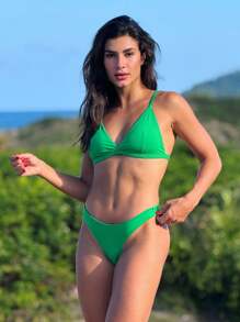 PLAIN GLIDING BIKINI - Green Flag - View 4