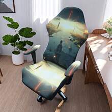 4pcs Digitally Positioned Elastic Esports Chair Cover Set With Armrest Covers, New Minimalist Esports Chair Slipcover, Dust-Resistant Office Computer Chair Cover - Multicolor - View 13