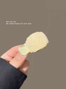 1 件优雅马尾辫夹闪亮水钻发夹，仿珍珠发夹复古发夹，适合女性和日常使用，优雅万圣节发饰家居浴室装饰