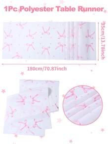 1pc Pink Bow Table Runner, Pink Bow Theme Birthday Party Table Decor, Wedding Dining Table Decoration, Holiday Party Background Supplies, Kitchen Dining Table Cloth, Room Decor, Party Scene Decoration, Party Gifts, Baby Shower Decoration, Birthday Gift - Pink Bow - View 5