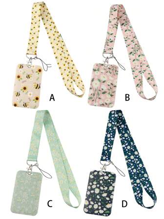 1pc White Daisy Lanyard Card Holder, Hard Case ID Card Badge Holder For Bus Card, ID Card, Work Badge, Student Card, Exhibition Pass, Event Pass,School Supplies,Back To School