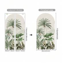 1pc Jungle Green Foliage Plant Arch Wallpaper Self Adhesive Decal Headboard Desert Green Wall Sticker Bohemian Style Wall Art Makeover Waterproof Mural Peel And Stick - Multicolor - View 6