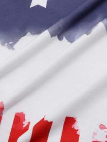 Plus Size Women Casual Patriotic American Flag & Star Print V-Neck Sleeveless Tank Top