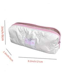 1pc New Korean Style Bow Decor Pencil Case, Ins Popular High Quality Girl Collection Bag, Large Capacity Student Stationery/Cosmetic Pouch