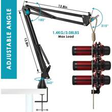 YOUSHARES QuadCast Mic Boom Arm Stand With Mic Foam Cover - Professional Studio Scissor Mic Stand Compatible With HyperX QuadCast Microphone With Windscreen - A_Boom Arm - View 3