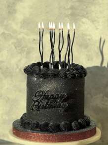 6 pièces Bougies décoratives noires spiralées et incurvées, de haute qualité, convenant pour les anniversaires, les fêtes, les mariages et les jours fériés - Multicolore - Voir 3