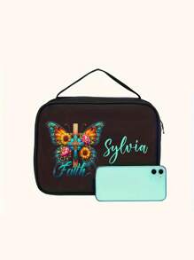 Custized Your Name On Bible Bag,Bible Storage Bag,Pink Bow Letter Printed Letter Printed Tote Bag Bible Organizer,Multifunctional Book Protective Cover Suitable For Students DailyUse,